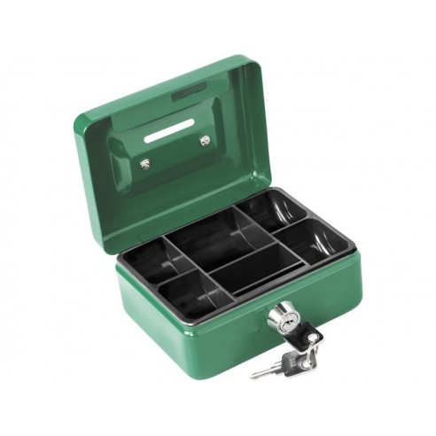 Кутија преносна за пари со прегради, со отвори за монети, 125×95×60mm,  2 клуча, пластични прегради за монети, EXTOL CRAFT